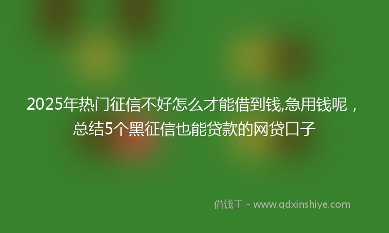 2025年热门征信不好怎么才能借到钱,急用钱呢，总结5个黑征信也能贷款的网贷口子