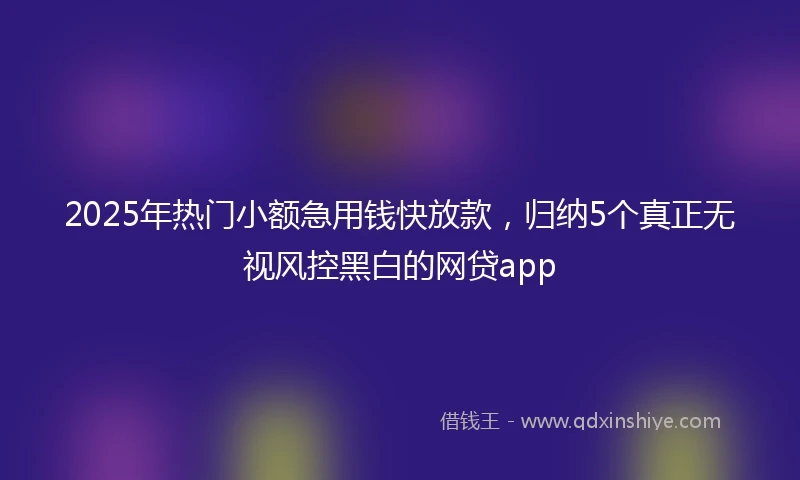 2025年热门小额急用钱快放款，归纳5个真正无视风控黑白的网贷app