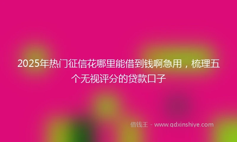 2025年热门征信花哪里能借到钱啊急用，梳理五个无视评分的贷款口子