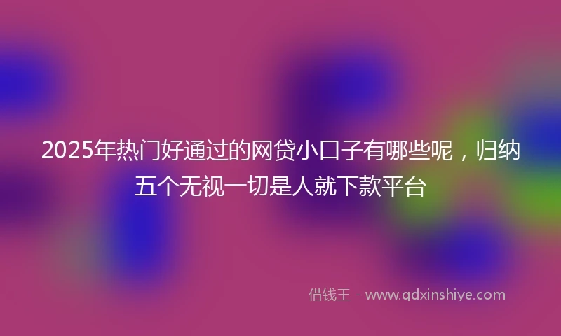 2025年热门好通过的网贷小口子有哪些呢，归纳五个无视一切是人就下款平台