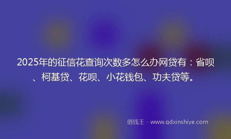 2025年的征信花查询次数多怎么办网贷有：省呗、柯基贷、花呗、小花钱包、功夫贷等。