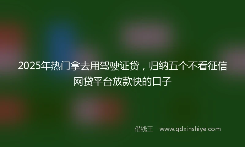 2025年热门拿去用驾驶证贷，归纳五个不看征信网贷平台放款快的口子