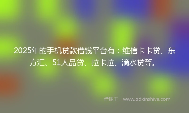 2025年的手机贷款借钱平台有：维信卡卡贷、东方汇、51人品贷、拉卡拉、滴水贷等。