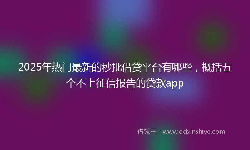 2025年热门最新的秒批借贷平台有哪些，概括五个不上征信报告的贷款app