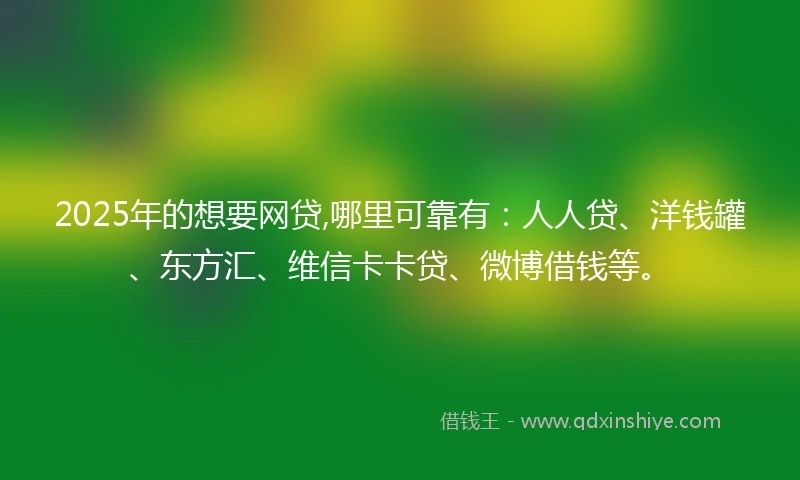 2025年的想要网贷,哪里可靠有：人人贷、洋钱罐、东方汇、维信卡卡贷、微博借钱等。