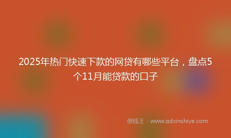2025年热门快速下款的网贷有哪些平台，盘点5个11月能贷款的口子