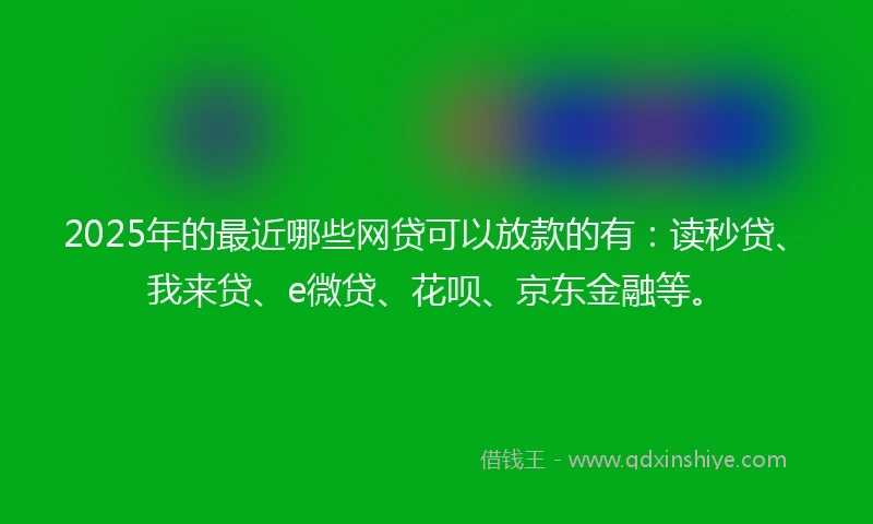 2025年的最近哪些网贷可以放款的有：读秒贷、我来贷、e微贷、花呗、京东金融等。