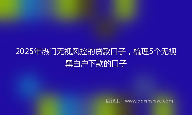2025年热门无视风控的贷款口子，梳理5个无视黑白户下款的口子