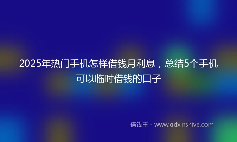 2025年热门手机怎样借钱月利息，总结5个手机可以临时借钱的口子