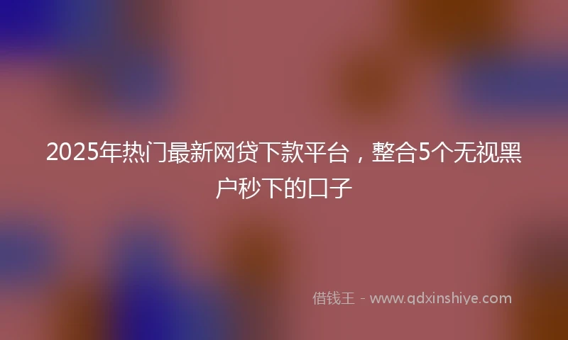 2025年热门最新网贷下款平台，整合5个无视黑户秒下的口子