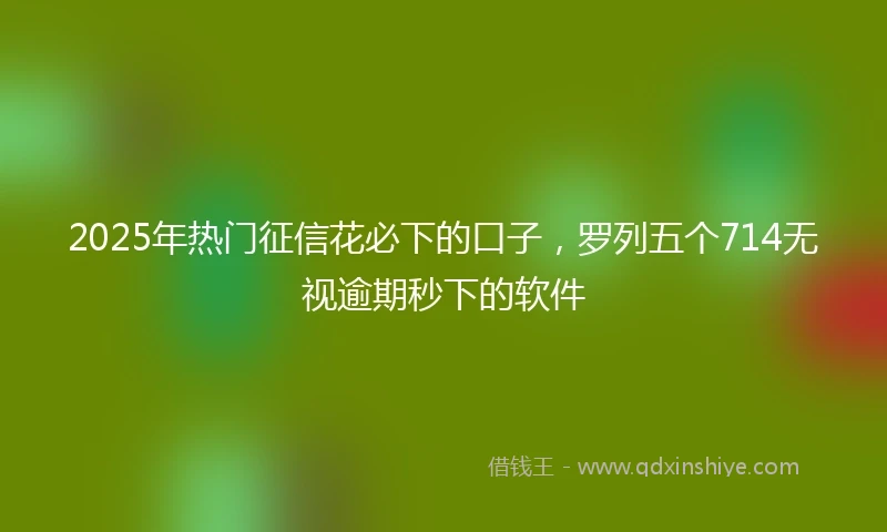 2025年热门征信花必下的口子，罗列五个714无视逾期秒下的软件