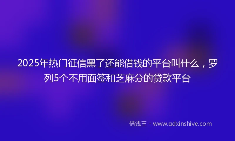 2025年热门征信黑了还能借钱的平台叫什么，罗列5个不用面签和芝麻分的贷款平台