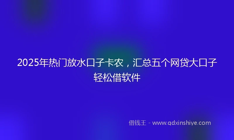 2025年热门放水口子卡农，汇总五个网贷大口子轻松借软件