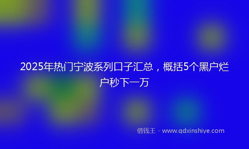 2025年热门宁波系列口子汇总，概括5个黑户烂户秒下一万