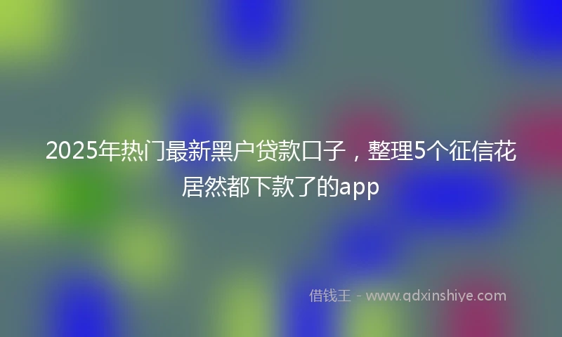 2025年热门最新黑户贷款口子，整理5个征信花居然都下款了的app