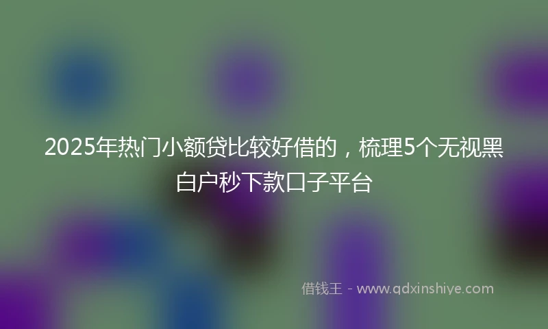 2025年热门小额贷比较好借的，梳理5个无视黑白户秒下款口子平台