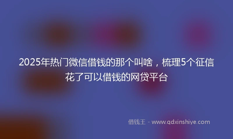 2025年热门微信借钱的那个叫啥，梳理5个征信花了可以借钱的网贷平台