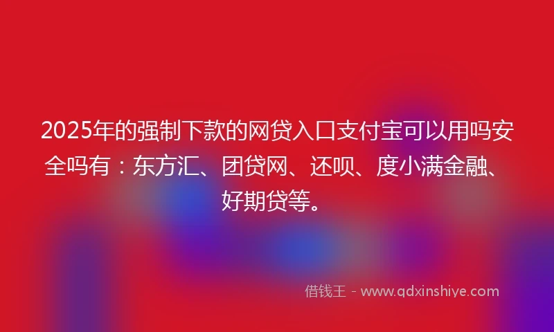 2025年的强制下款的网贷入口支付宝可以用吗安全吗有：东方汇、团贷网、还呗、度小满金融、好期贷等。
