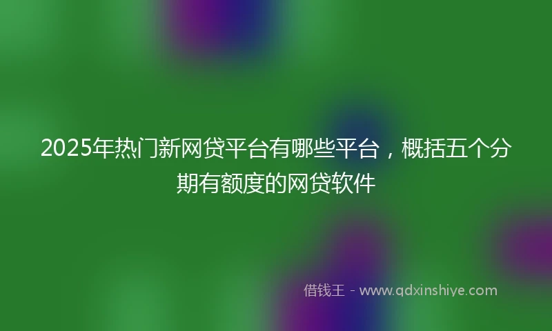 2025年热门新网贷平台有哪些平台，概括五个分期有额度的网贷软件