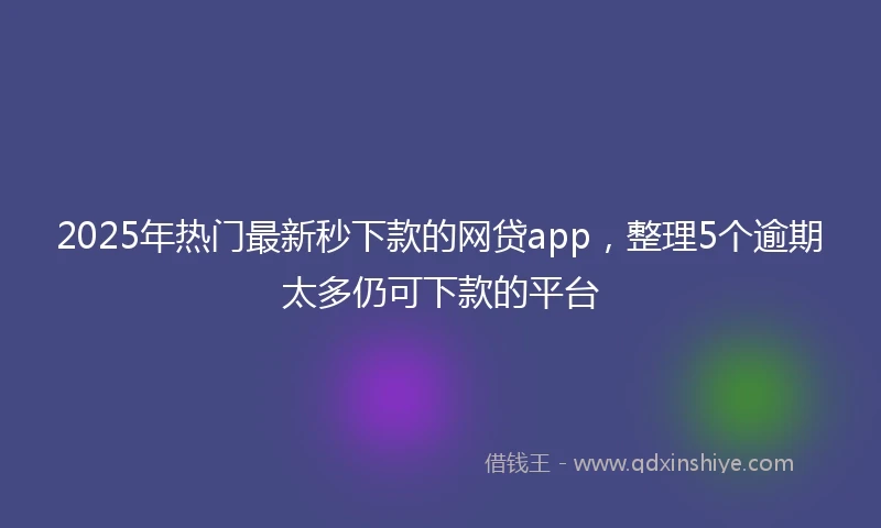2025年热门最新秒下款的网贷app，整理5个逾期太多仍可下款的平台