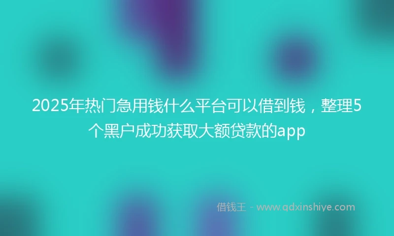 2025年热门急用钱什么平台可以借到钱，整理5个黑户成功获取大额贷款的app