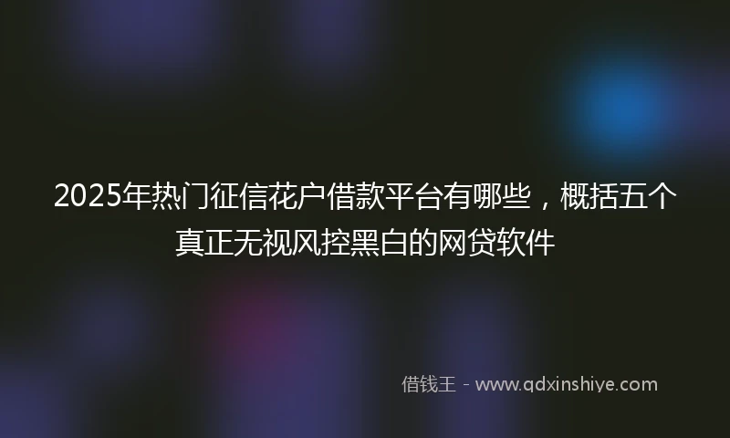 2025年热门征信花户借款平台有哪些，概括五个真正无视风控黑白的网贷软件