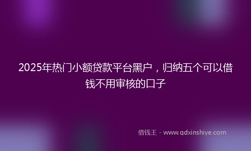 2025年热门小额贷款平台黑户，归纳五个可以借钱不用审核的口子
