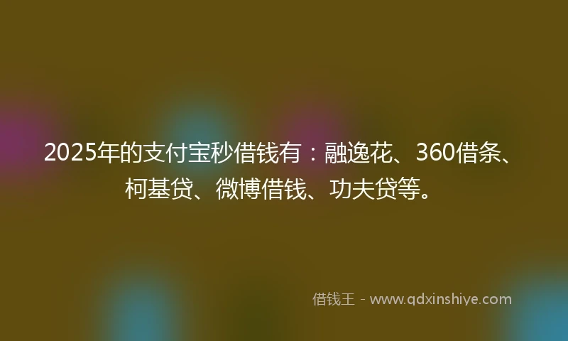 2025年的支付宝秒借钱有：融逸花、360借条、柯基贷、微博借钱、功夫贷等。