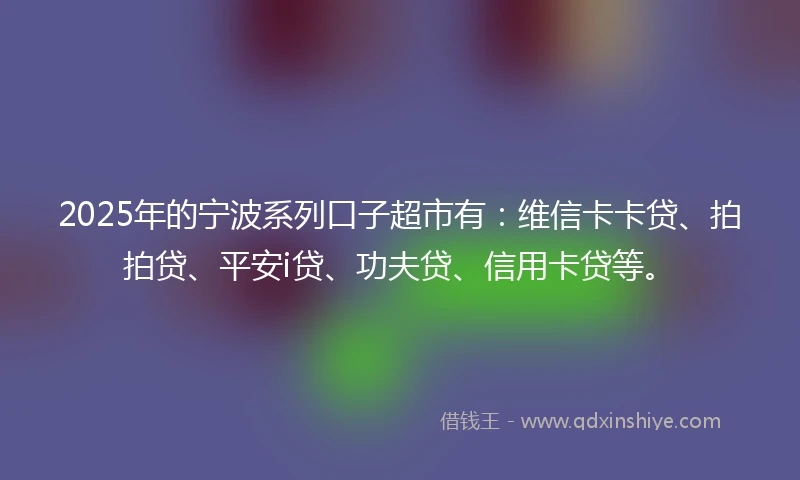 2025年的宁波系列口子超市有：维信卡卡贷、拍拍贷、平安i贷、功夫贷、信用卡贷等。