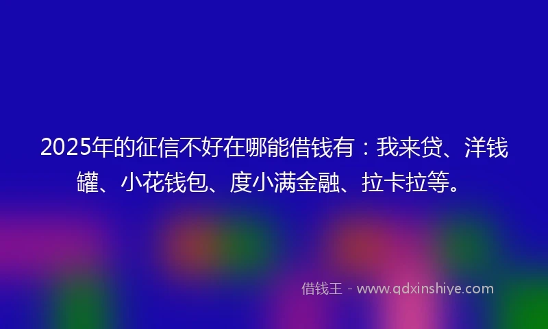 2025年的征信不好在哪能借钱有：我来贷、洋钱罐、小花钱包、度小满金融、拉卡拉等。