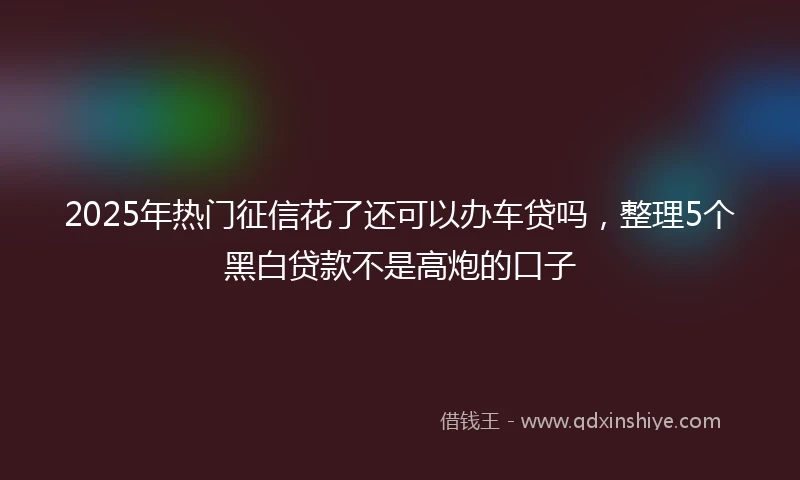 2025年热门征信花了还可以办车贷吗，整理5个黑白贷款不是高炮的口子