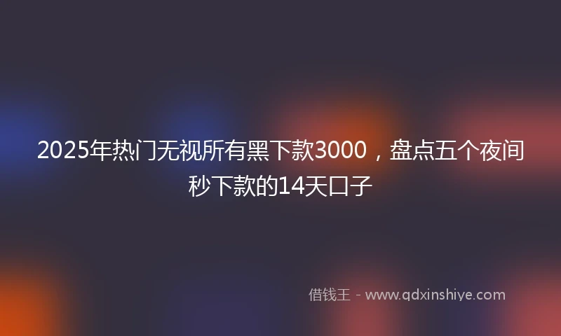 2025年热门无视所有黑下款3000，盘点五个夜间秒下款的14天口子