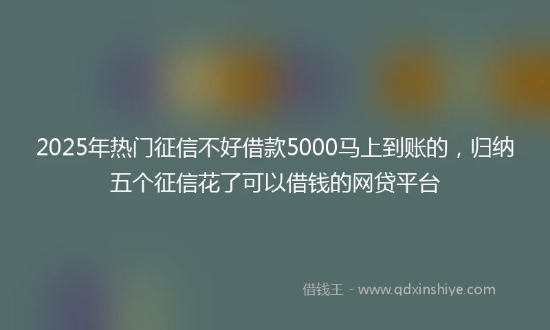 2025年热门征信不好借款5000马上到账的，归纳五个征信花了可以借钱的网贷平台
