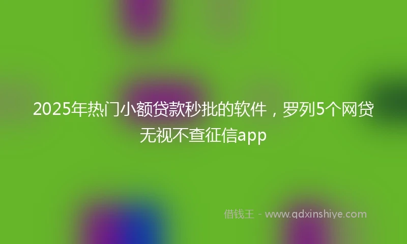 2025年热门小额贷款秒批的软件，罗列5个网贷无视不查征信app