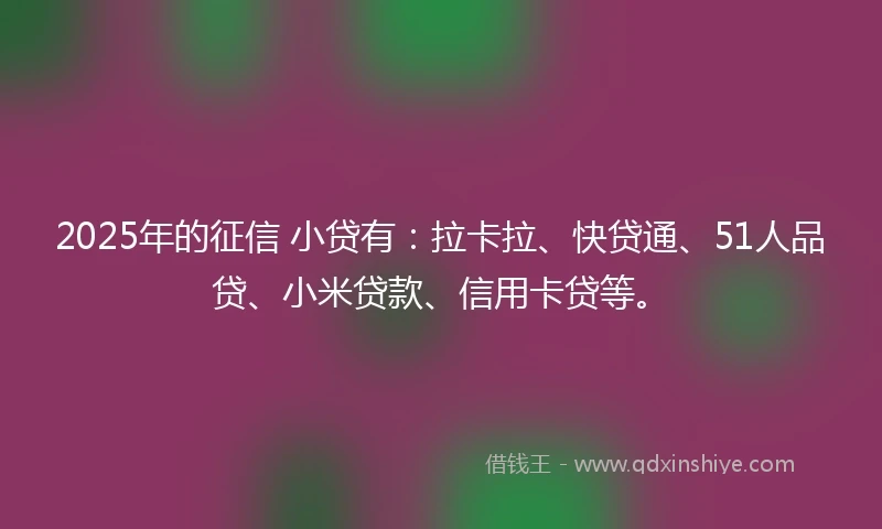 2025年的征信 小贷有：拉卡拉、快贷通、51人品贷、小米贷款、信用卡贷等。