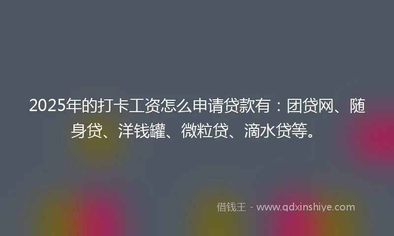 2025年的打卡工资怎么申请贷款有：团贷网、随身贷、洋钱罐、微粒贷、滴水贷等。