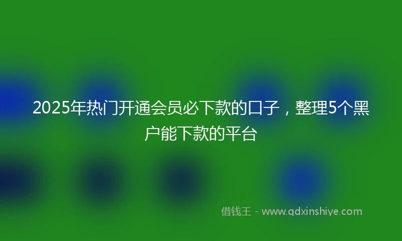 2025年热门开通会员必下款的口子，整理5个黑户能下款的平台