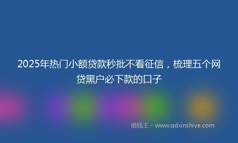 2025年热门小额贷款秒批不看征信，梳理五个网贷黑户必下款的口子