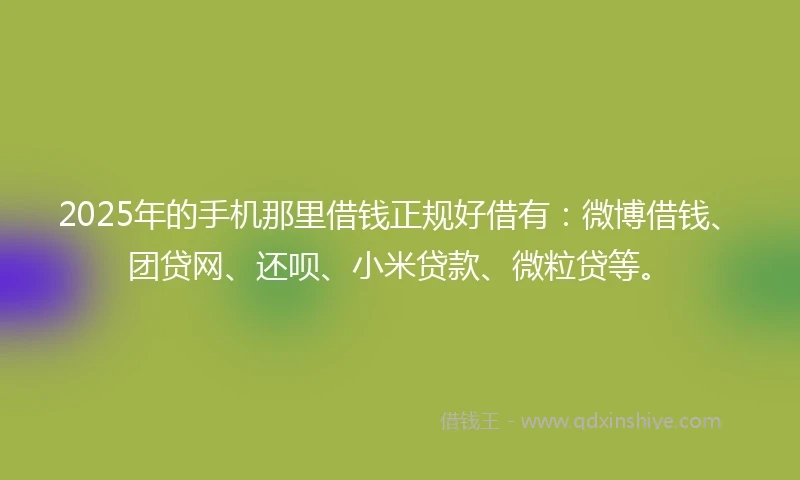 2025年的手机那里借钱正规好借有：微博借钱、团贷网、还呗、小米贷款、微粒贷等。