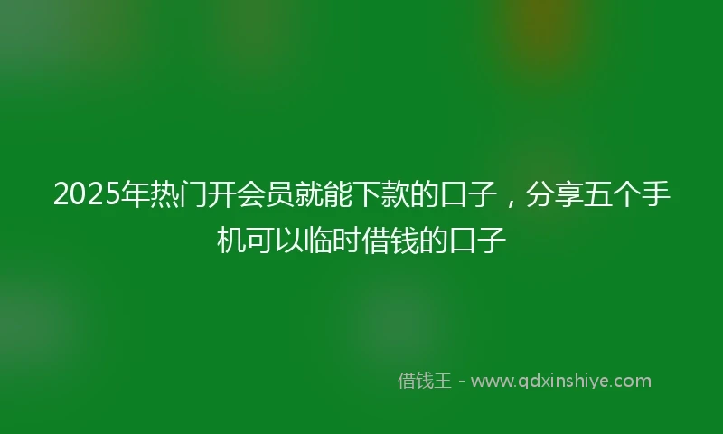 2025年热门开会员就能下款的口子，分享五个手机可以临时借钱的口子