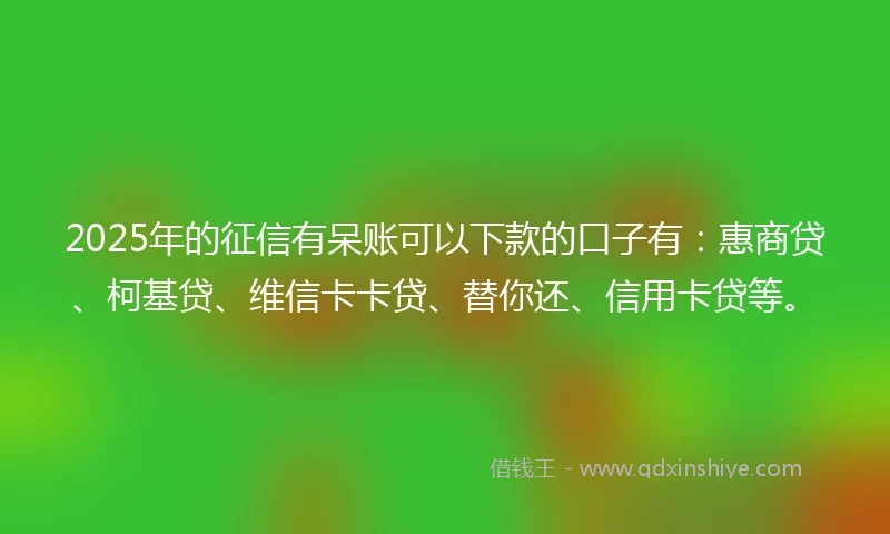 2025年的征信有呆账可以下款的口子有：惠商贷、柯基贷、维信卡卡贷、替你还、信用卡贷等。