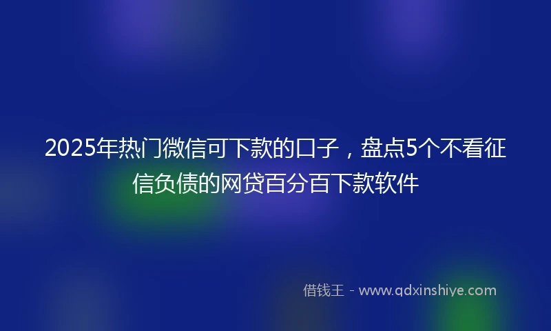2025年热门微信可下款的口子，盘点5个不看征信负债的网贷百分百下款软件