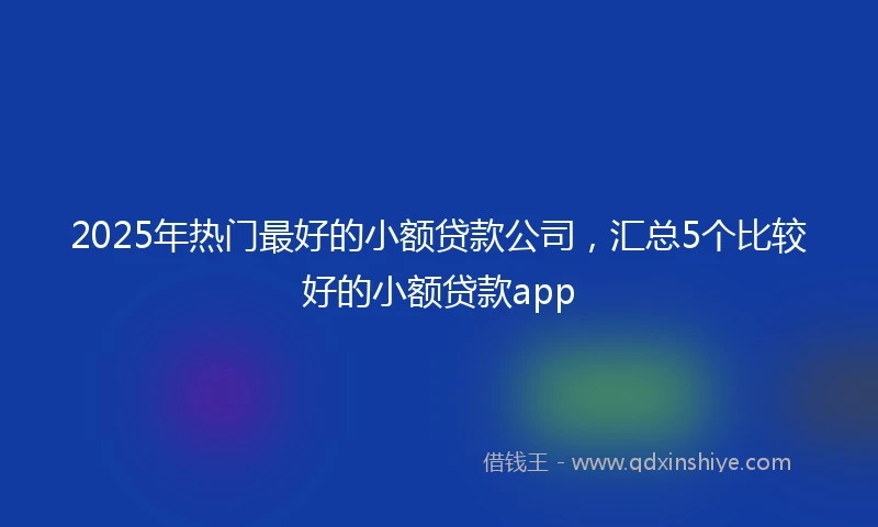 2025年热门最好的小额贷款公司，汇总5个比较好的小额贷款app