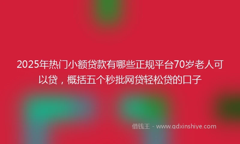 2025年热门小额贷款有哪些正规平台70岁老人可以贷，概括五个秒批网贷轻松贷的口子