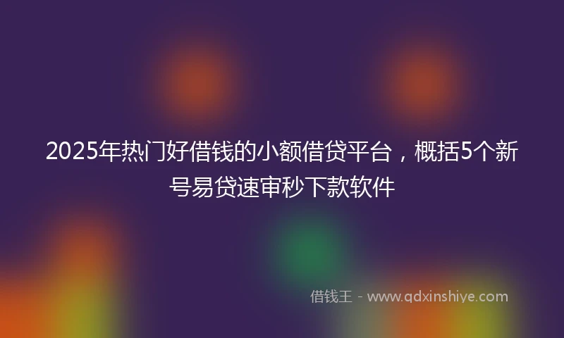 2025年热门好借钱的小额借贷平台，概括5个新号易贷速审秒下款软件