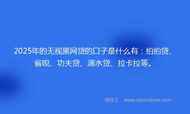 2025年的无视黑网贷的口子是什么有：拍拍贷、省呗、功夫贷、滴水贷、拉卡拉等。