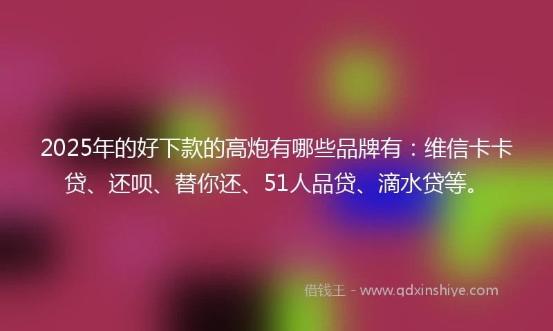 2025年的好下款的高炮有哪些品牌有：维信卡卡贷、还呗、替你还、51人品贷、滴水贷等。