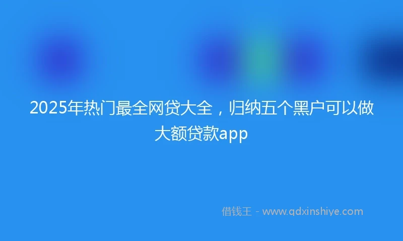2025年热门最全网贷大全，归纳五个黑户可以做大额贷款app