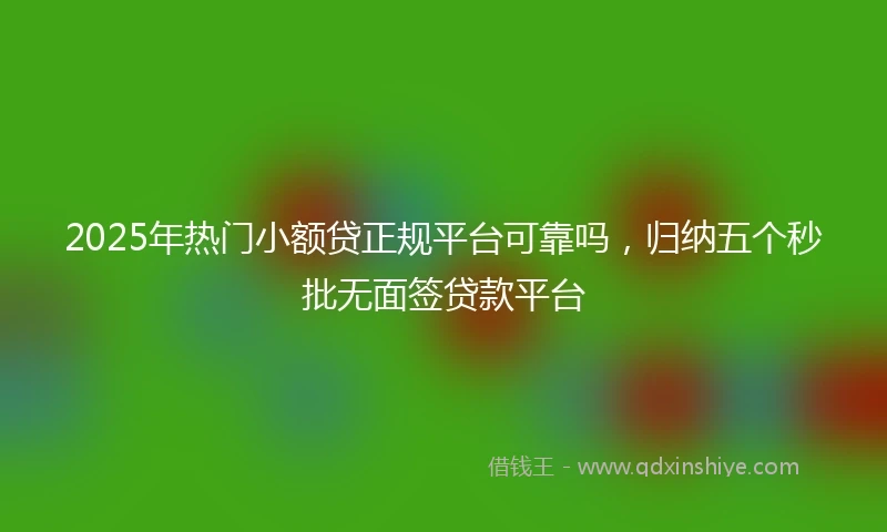 2025年热门小额贷正规平台可靠吗，归纳五个秒批无面签贷款平台