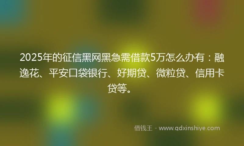 2025年的征信黑网黑急需借款5万怎么办有:融逸花、平安口袋银行、好期贷、微粒贷、信用卡贷等。
